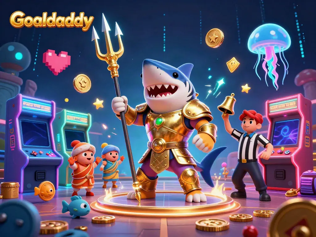 Goaldaddy offers an exciting underwater casino scene with a tiger shark and dynamic gaming elements.