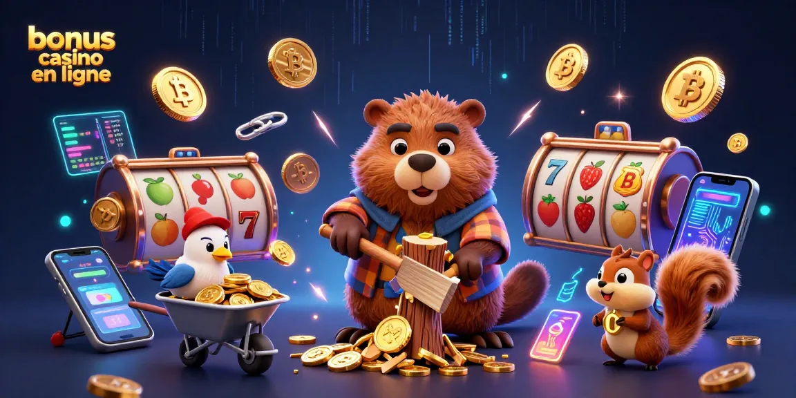 Profitez du bonus casino en ligne avec un castor et un écureuil dans une scène de casino dynamique.