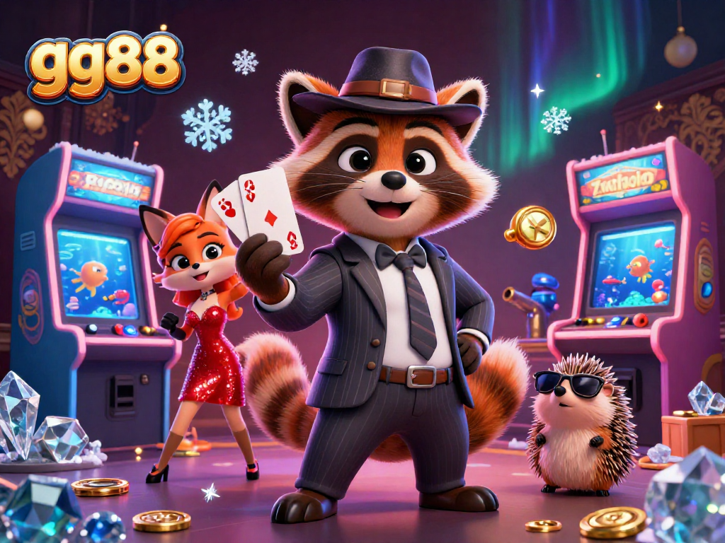 Experience the thrill of winning with gg88 in this vibrant casino scene featuring charming characters and dynamic game elements.