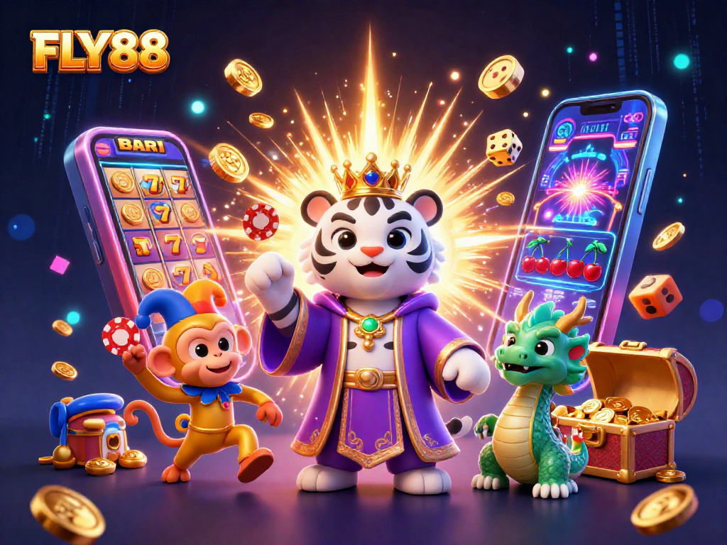 Experience the thrill of FLY88 with vibrant casino excitement and dynamic gaming elements in 3D.