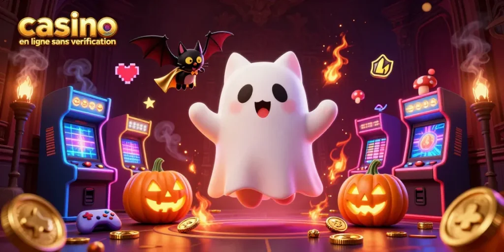 Jouez sans contrainte avec ce casino en ligne sans vérification, où le chat fantomatique et son ami chauve-souris vous accueillent.